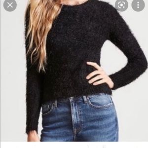 Zara | black faux fur fuzzy sweater